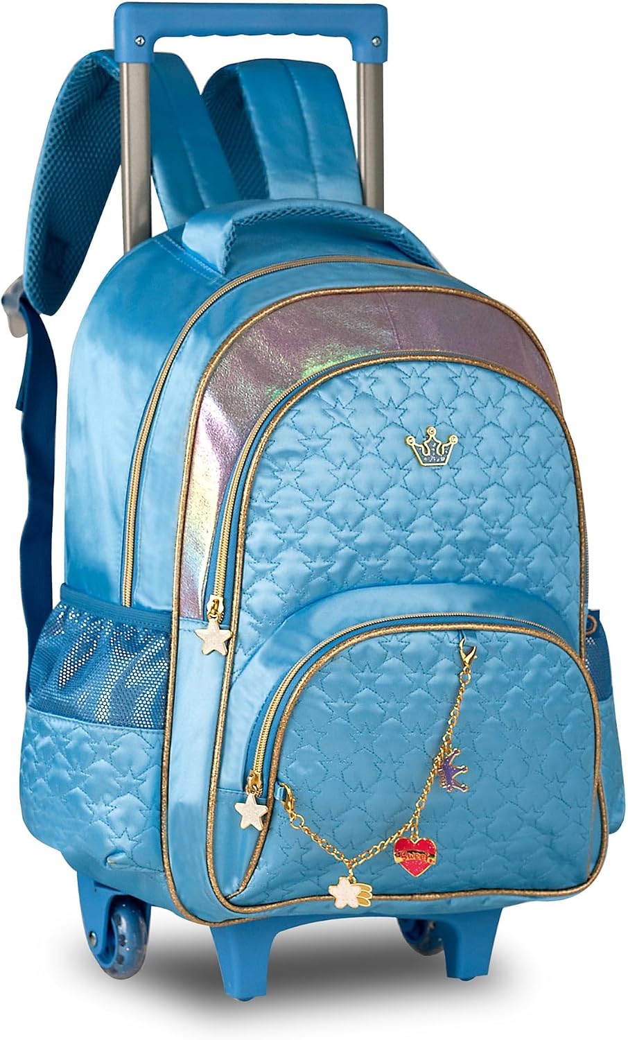 Mochila con ruedas rosa con coronas de 40 × 30 × 13 cm – diseño de coronas