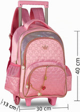 Mochila con ruedas rosa con coronas de 40 × 30 × 13 cm – diseño de coronas