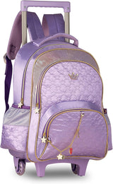 Mochila con ruedas rosa con coronas de 40 × 30 × 13 cm – diseño de coronas