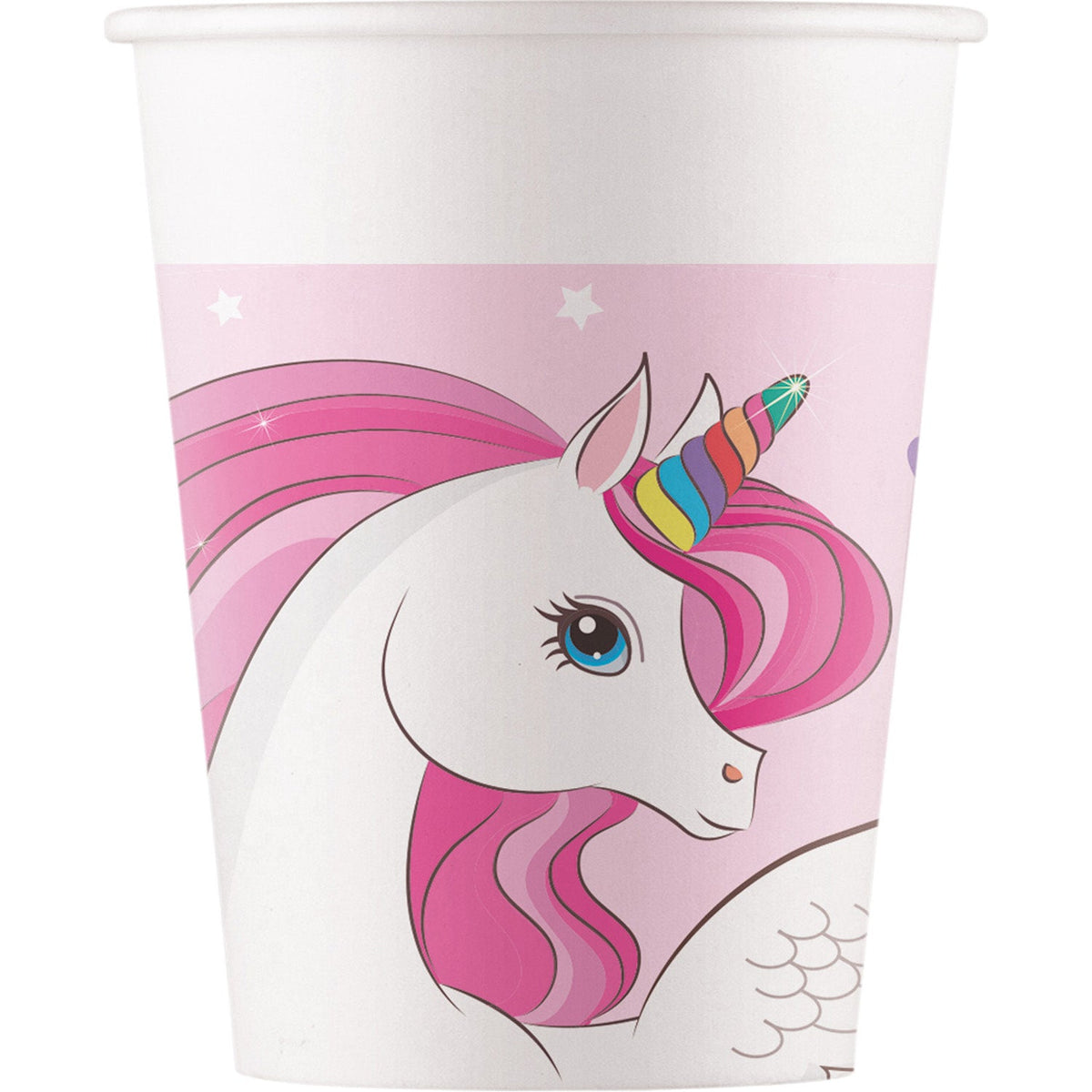 Vasos de papel con unicornio de 200 ml, 6 unidades