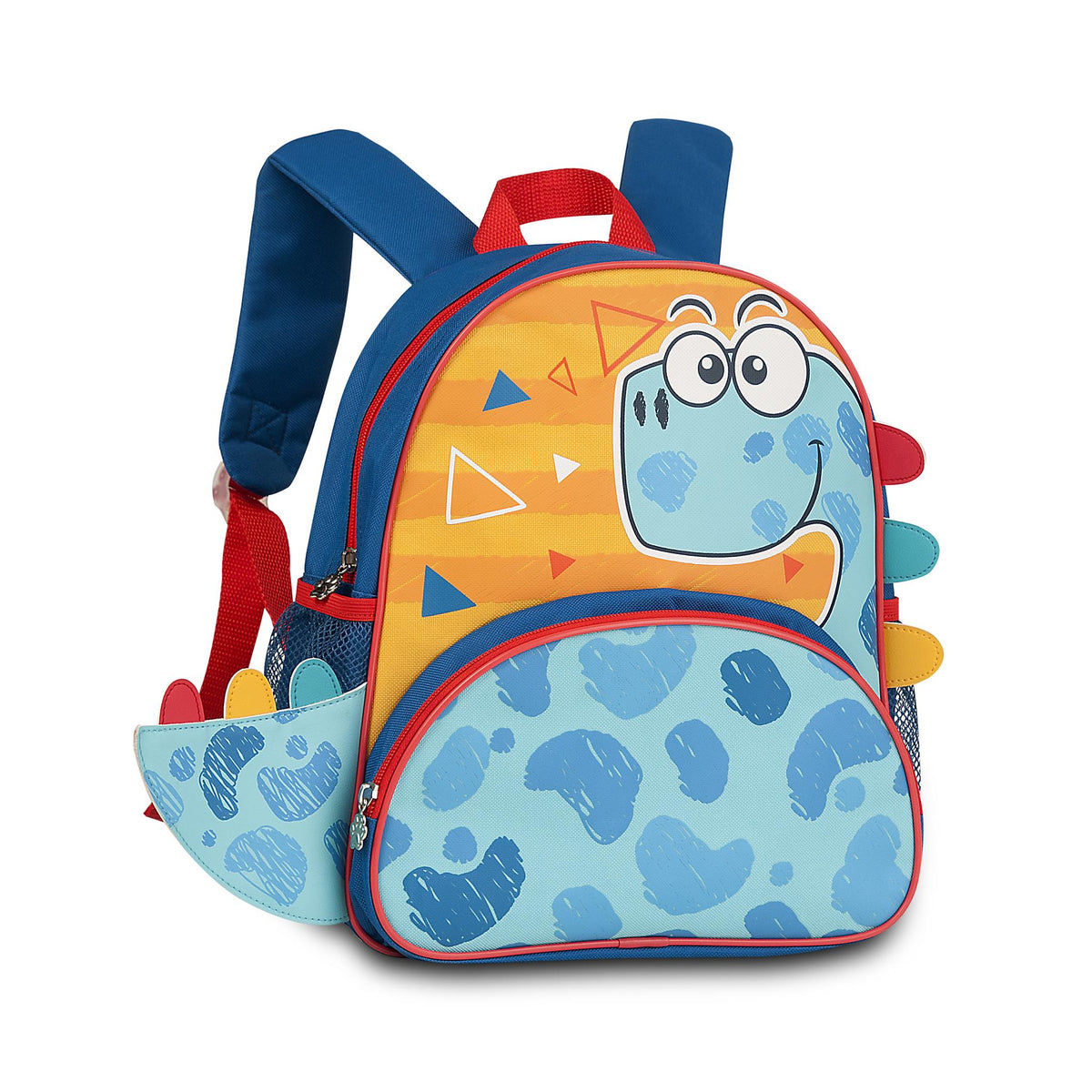 Mochila infantil Dinosaurio azul y naranja – diseño de dinosaurio
