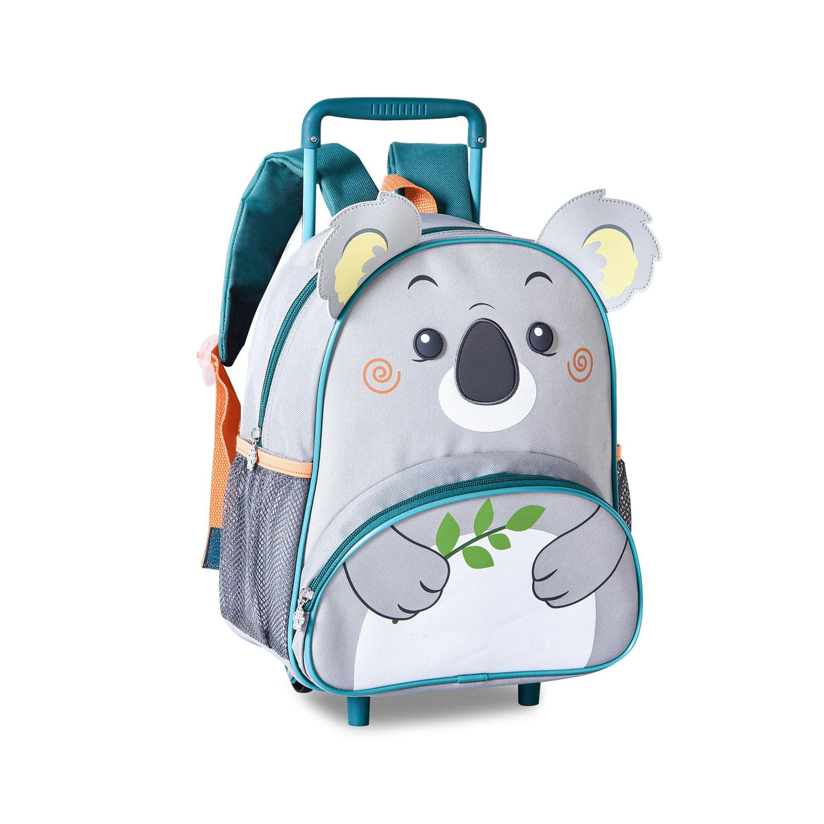 Mochila infantil con ruedas Koala gris y verde – diseño de koala