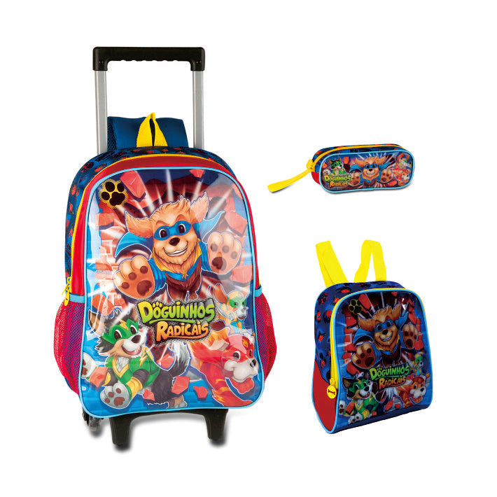 Set escolar Animales con mochila, fiambrera y estuche