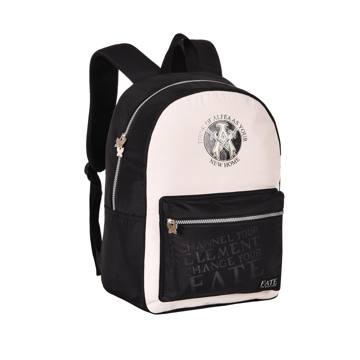 Mochila escolar FATE negra y blanca de 17 pulgadas