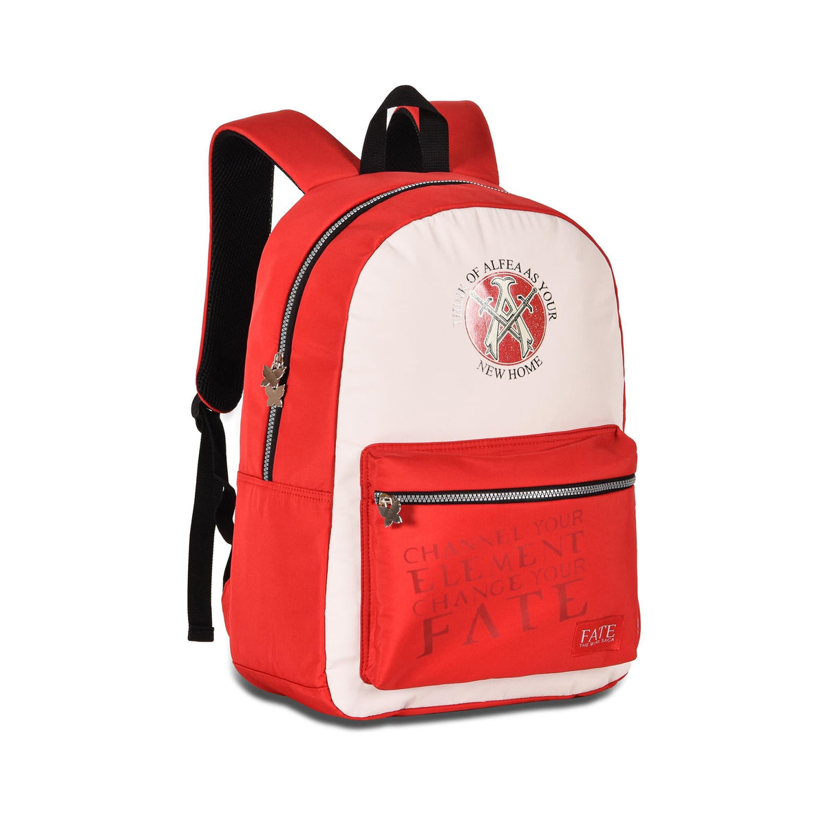 Mochila escolar FATE roja y blanca de 17 pulgadas