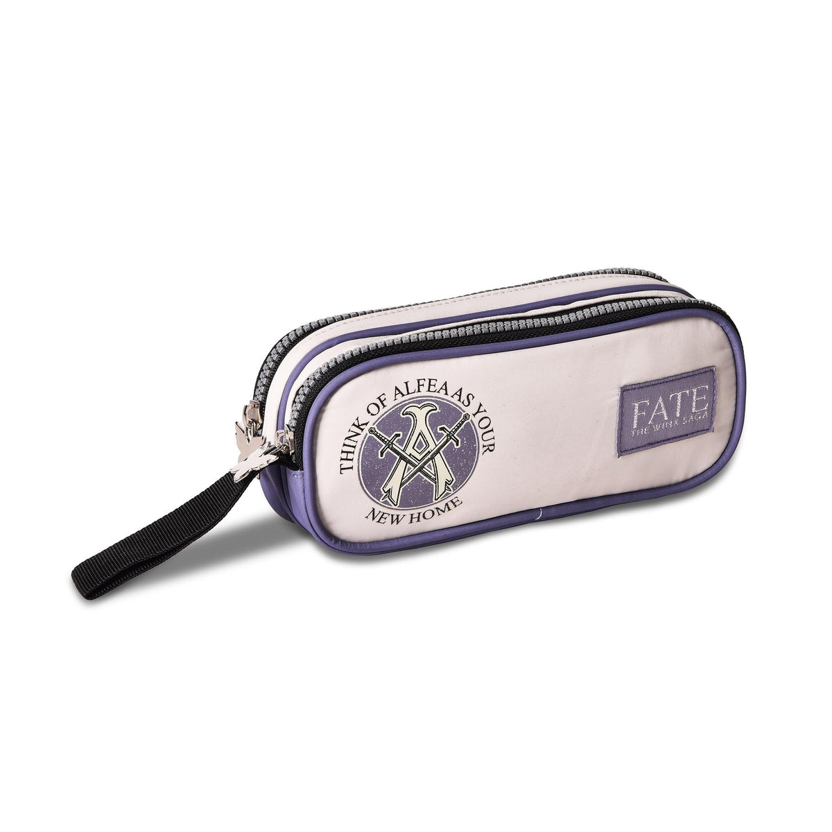 Estuche FATE blanco y lila de 21 × 6 × 9 cm