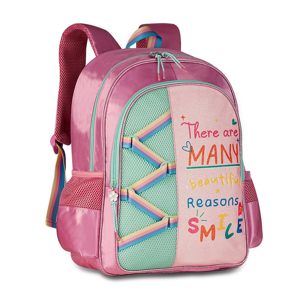 Mochila escolar con mensaje Smile de 16 pulgadas