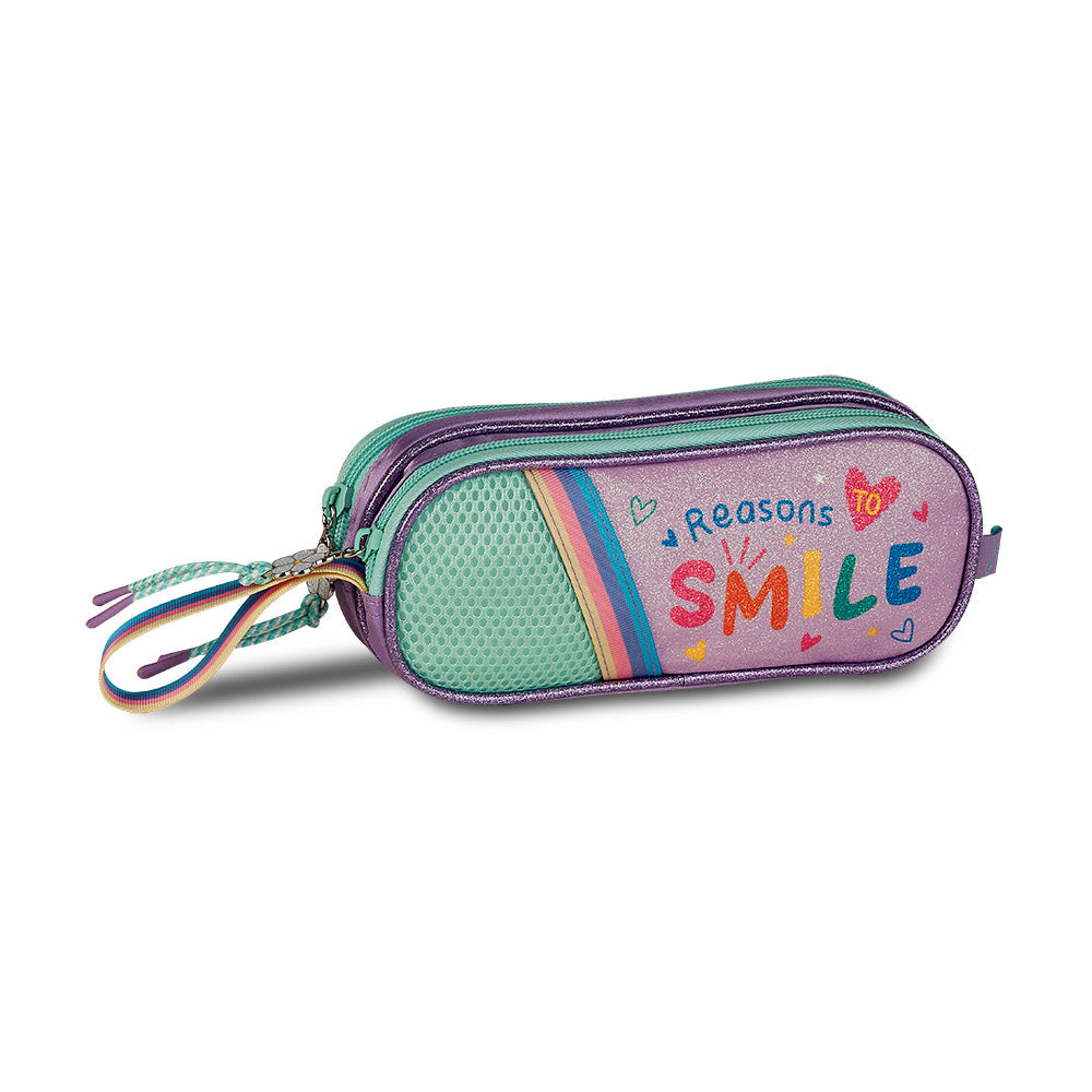Estuche con mensaje Smile en tonos pastel