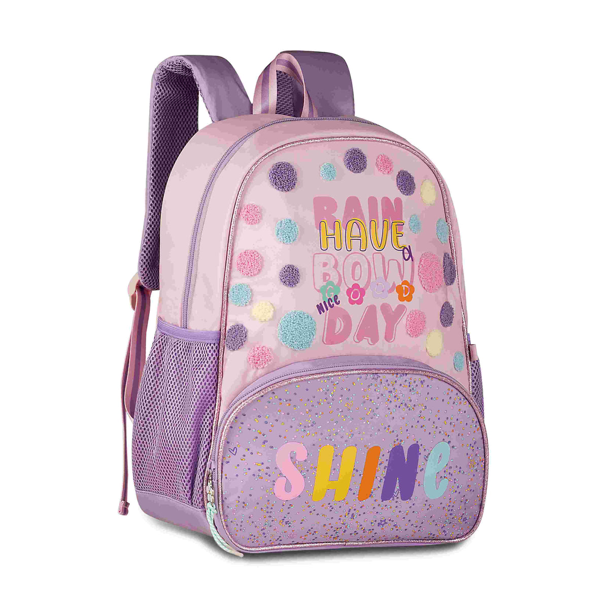 Mochila escolar con mensaje Rain Have Fun de 16 pulgadas