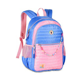 Mochila escolar Luluca acolchada azul y rosa de 18 pulgadas