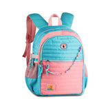 Mochila escolar Luluca acolchada azul y rosa de 18 pulgadas