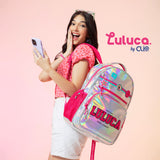 Mochila escolar Luluca holográfica plateada