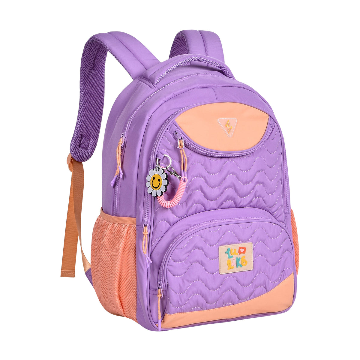 Mochila escolar Luluca azul turquesa y rosa
