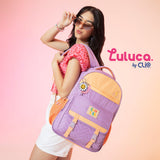 Mochila escolar Luluca en tonos pastel con bolsillo frontal
