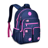 Mochila escolar Luluca azul marino y rosa