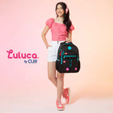 Mochila escolar Luluca azul marino y rosa