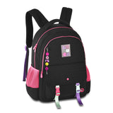 Mochila escolar Luluca bicolor con cierres decorativos de 17.5 pulgadas
