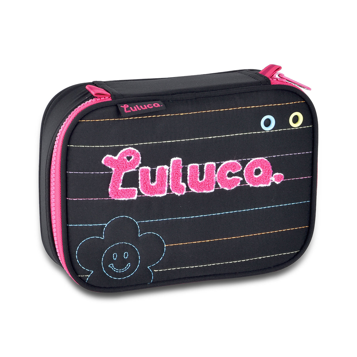 Estuche Luluca rosa con acabado acolchado