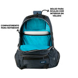 Mochila escolar HAYUP negra y turquesa con compartimento para portátil de 17 pulgadas