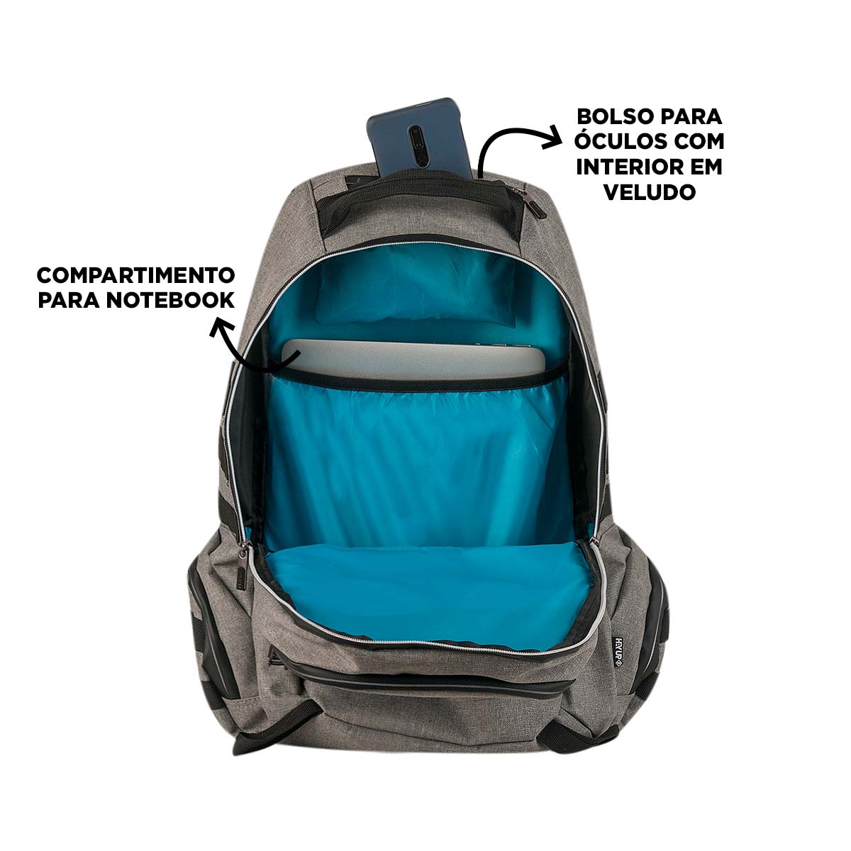 Mochila escolar HAYUP negra y turquesa con compartimento para portátil de 17 pulgadas