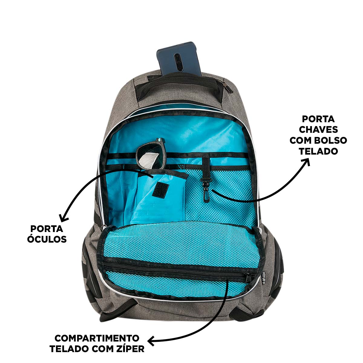 Mochila escolar HAYUP negra y turquesa con compartimento para portátil de 17 pulgadas