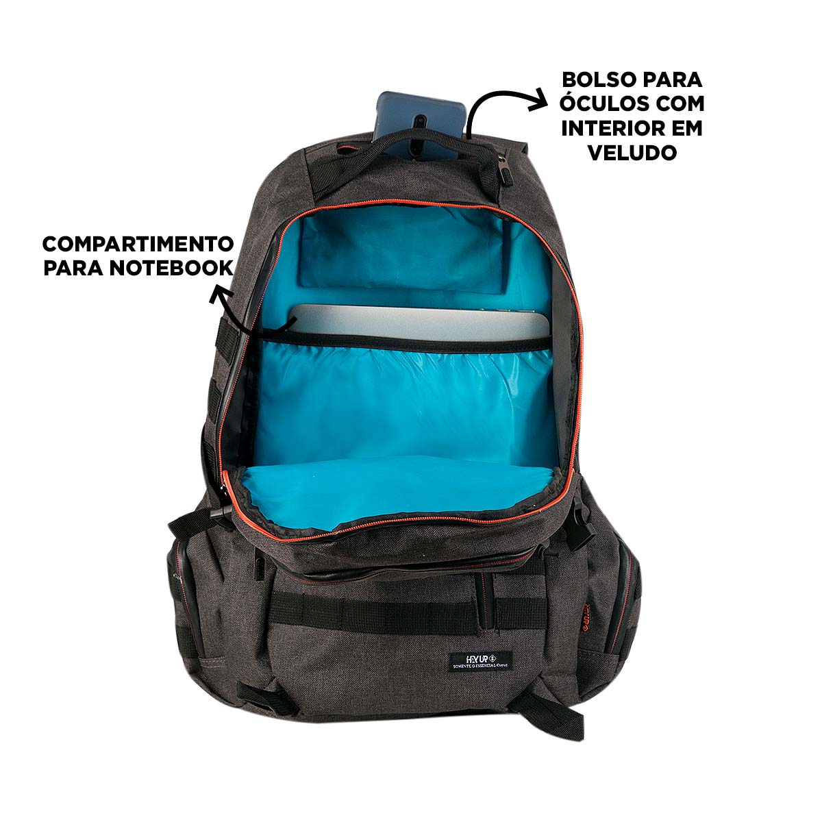 Mochila escolar HAYUP negra y turquesa con compartimento para portátil de 17 pulgadas