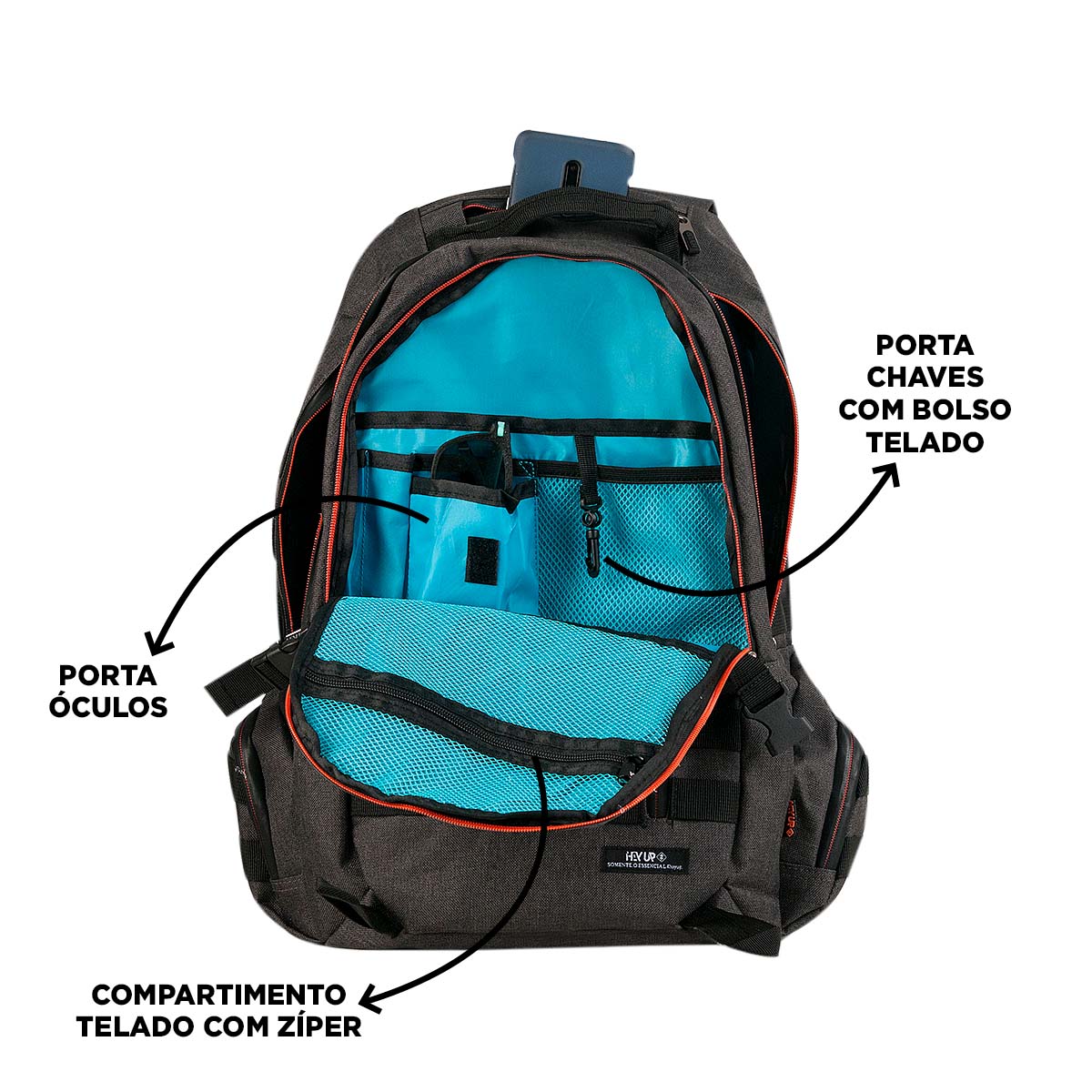 Mochila escolar HAYUP negra y turquesa con compartimento para portátil de 17 pulgadas