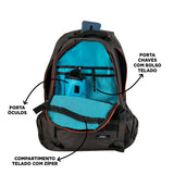 Mochila escolar HAYUP negra y turquesa con compartimento para portátil de 17 pulgadas