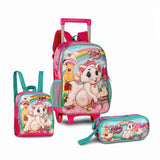 Set escolar Gato de 16 pulgadas con mochila con ruedas, fiambrera y estuche