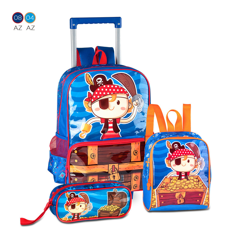Set escolar Pirata con mochila, fiambrera y estuche