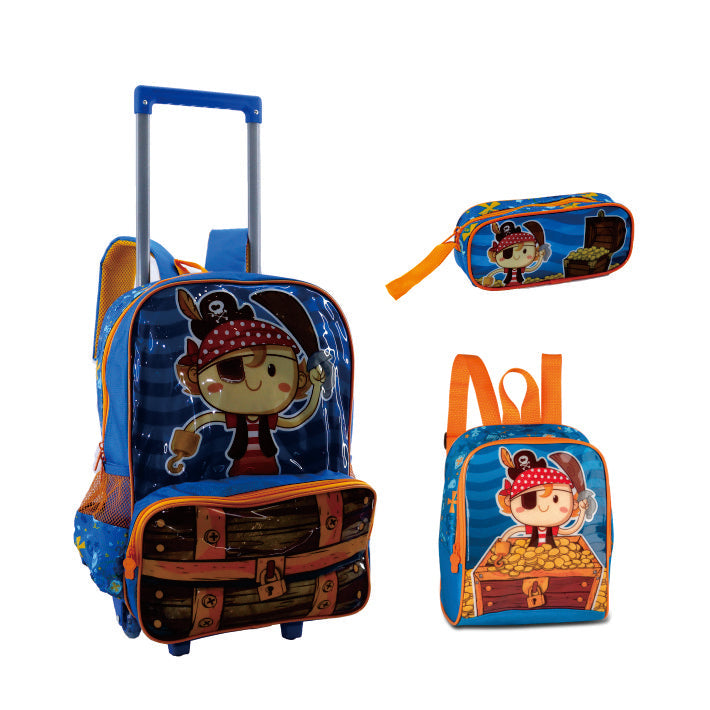 Set escolar Pirata con mochila, fiambrera y estuche