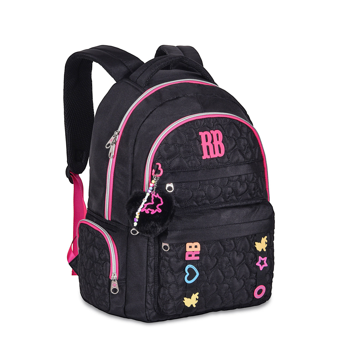 Mochila escolar Rebecca Bonbon acolchada con apliques de 17 pulgadas