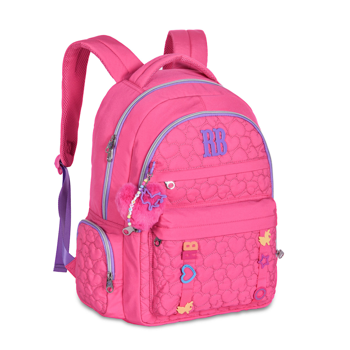Mochila escolar Rebecca Bonbon acolchada con apliques de 17 pulgadas