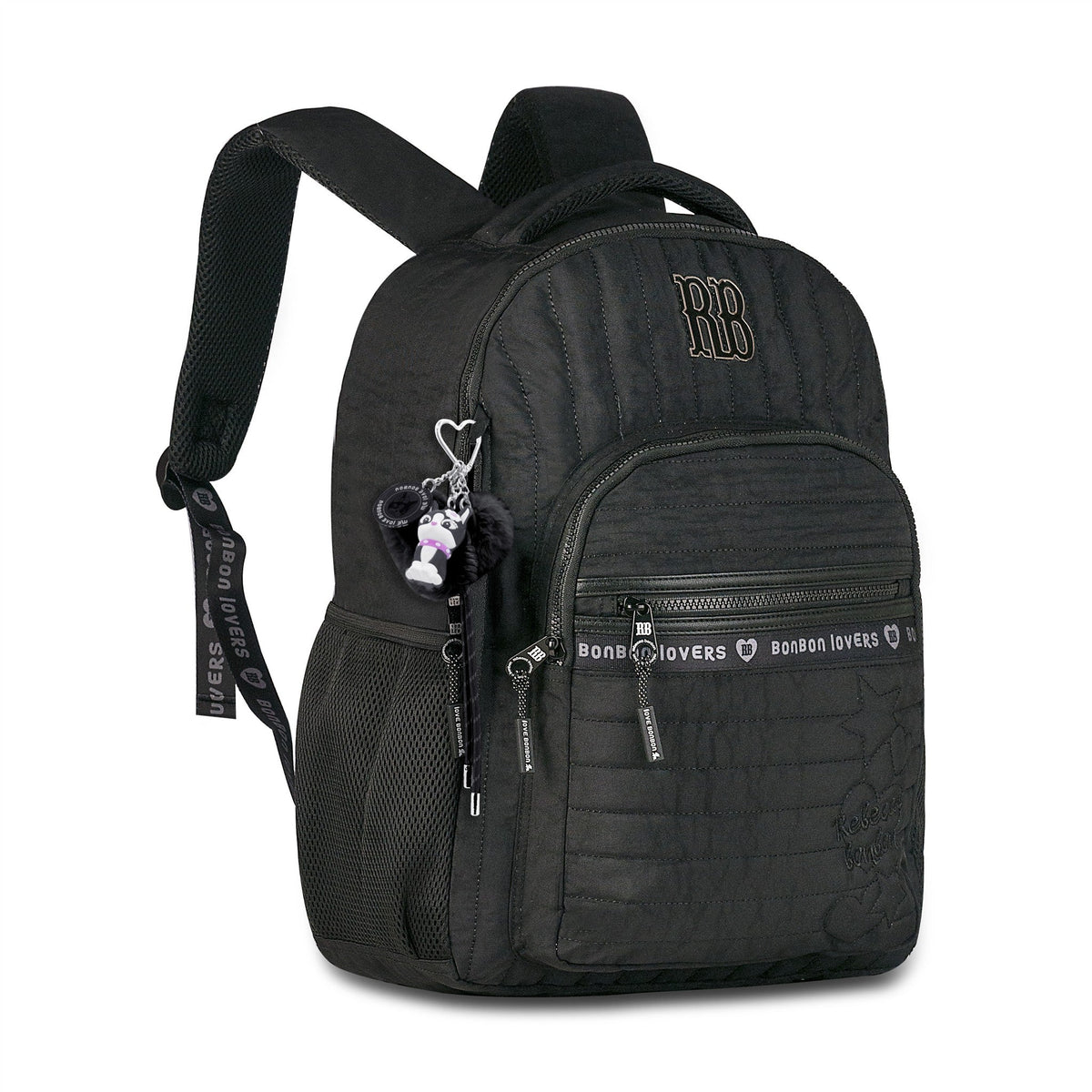 Mochila escolar Rebecca Bonbon acolchada con banda frontal de 17.5 pulgadas