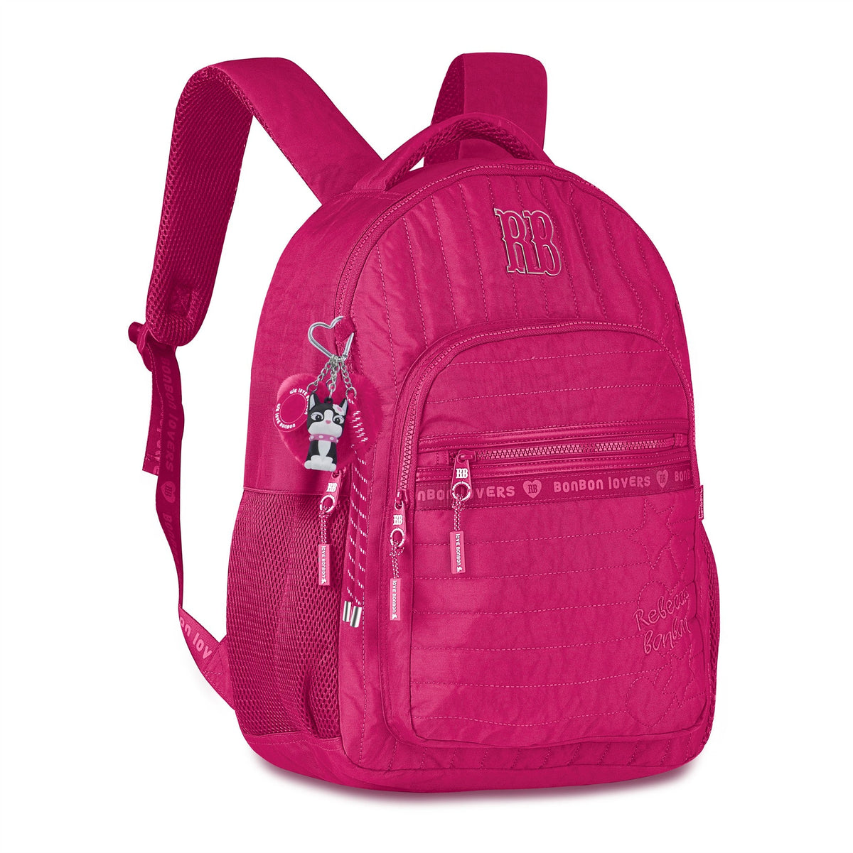 Mochila escolar Rebecca Bonbon acolchada con banda frontal de 17.5 pulgadas