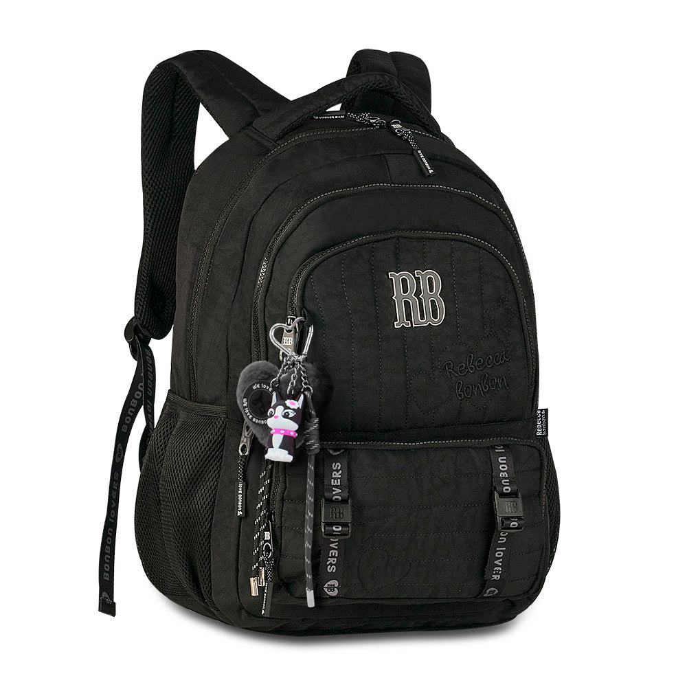 Mochila escolar Rebecca Bonbon acolchada con cremalleras verticales de 17.5 pulgadas