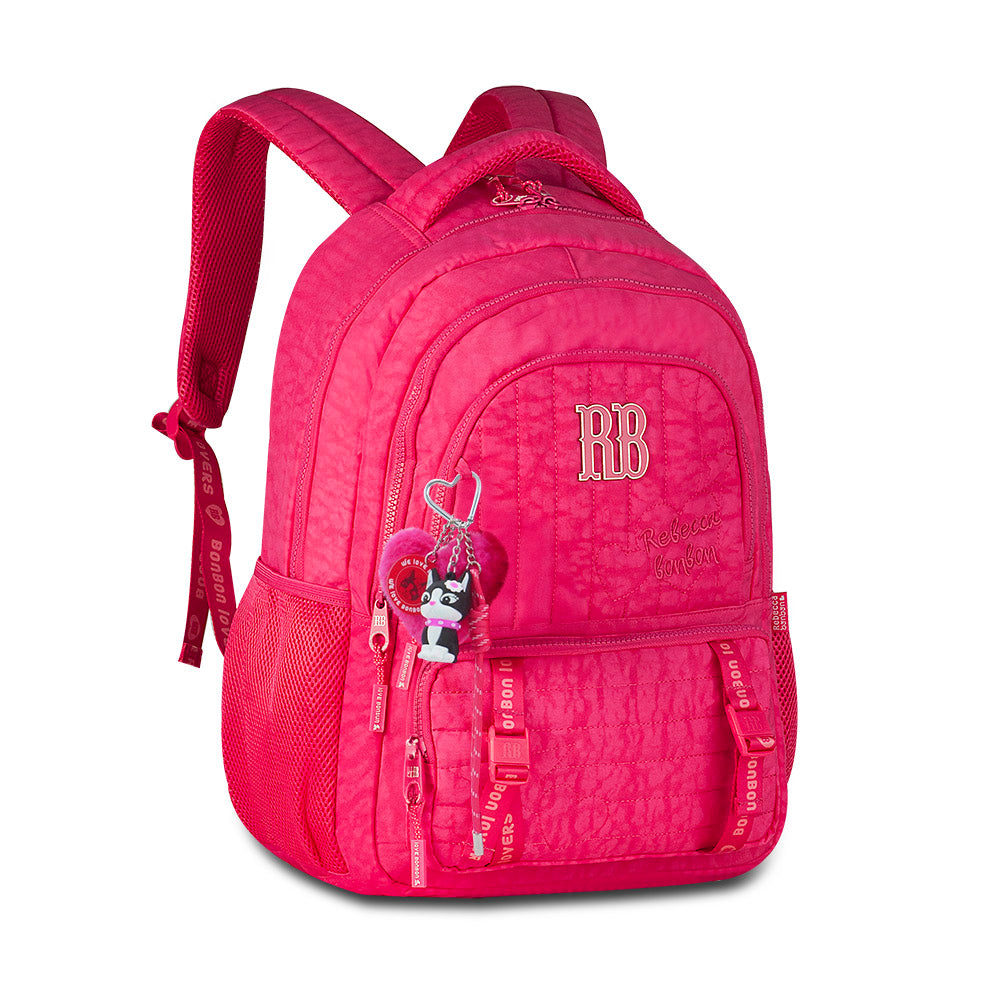 Mochila escolar Rebecca Bonbon acolchada con cremalleras verticales de 17.5 pulgadas