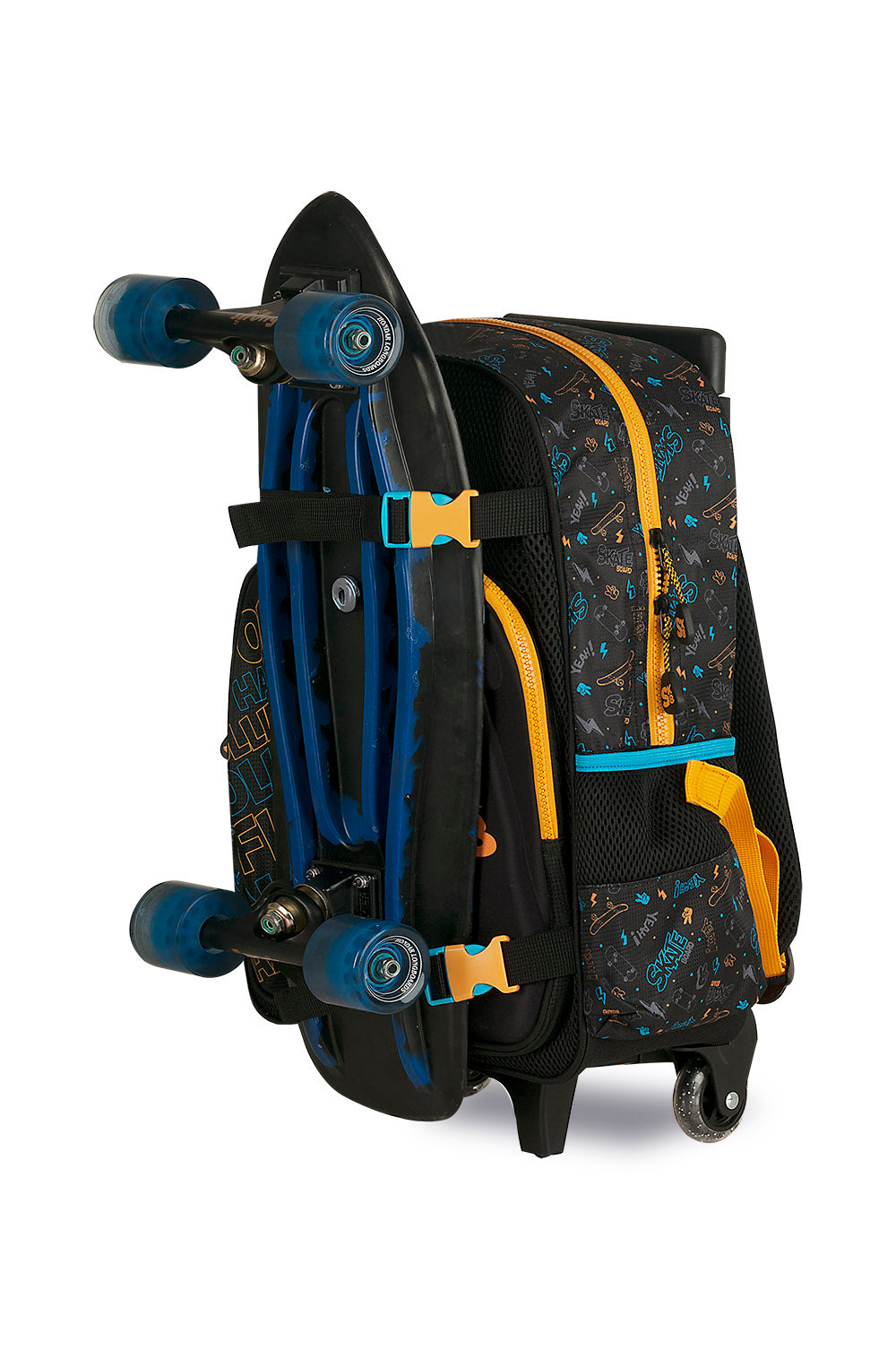 Mochila con ruedas Gaming negra y naranja de 16 pulgadas