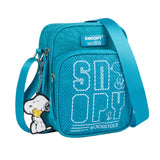 Bandolera Snoopy negra con logotipo y llavero