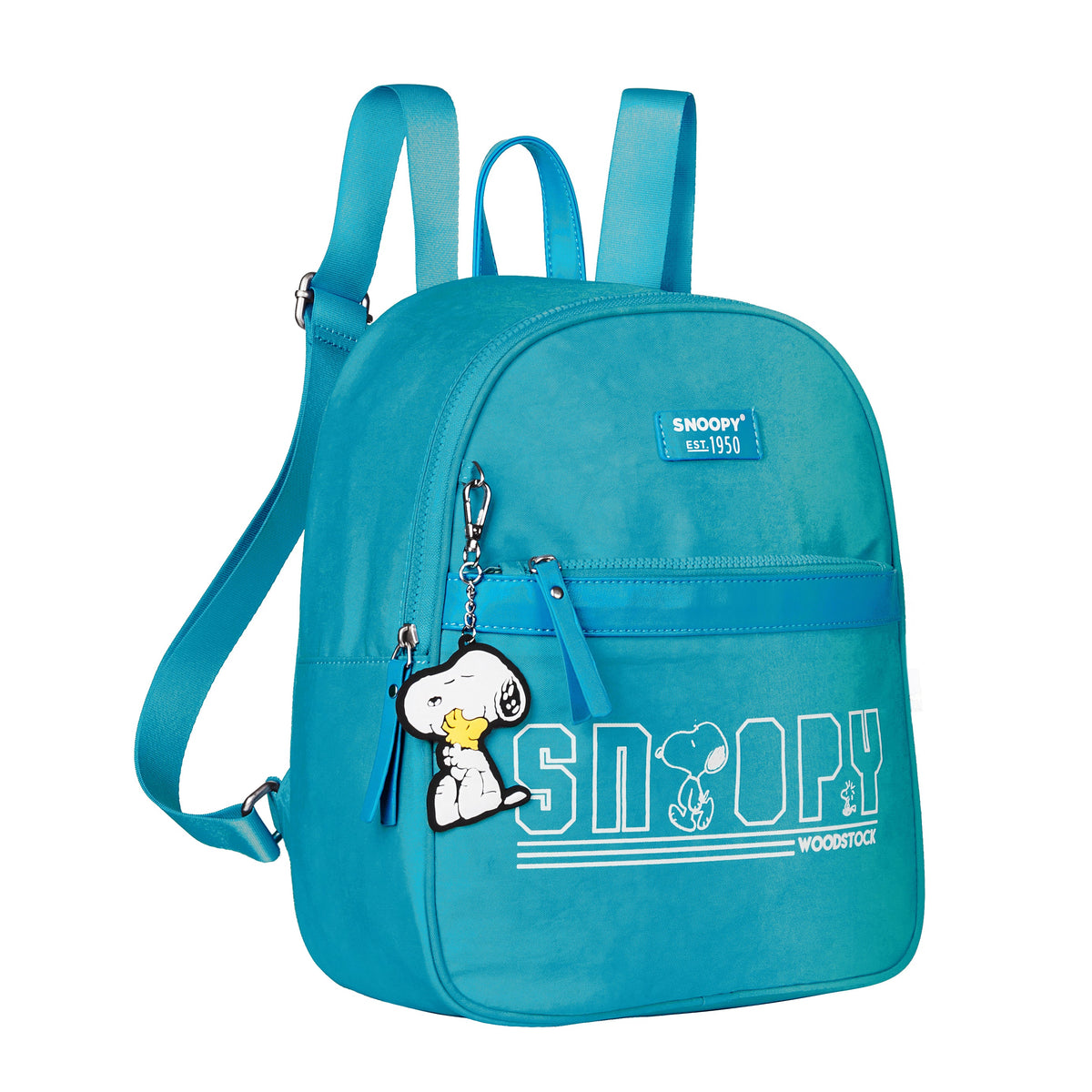 Mochila escolar Snoopy con logotipo frontal y llavero