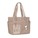 Bolso tote Snoopy beige con logotipo y asas largas