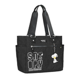 Bolso tote Snoopy beige con logotipo y asas largas