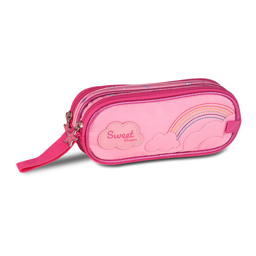 Estuche lila con arcoíris y mensaje Sweet