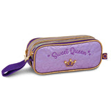 Estuche doble rosa con corona bordada