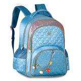 Mochila escolar lila acolchada con corona