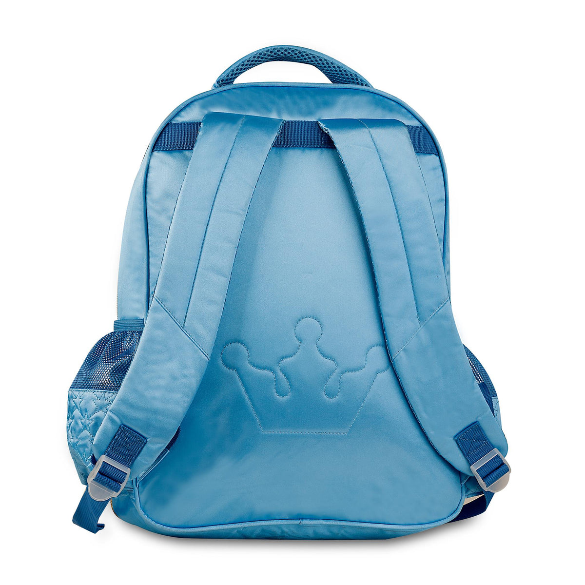 Mochila escolar lila acolchada con corona