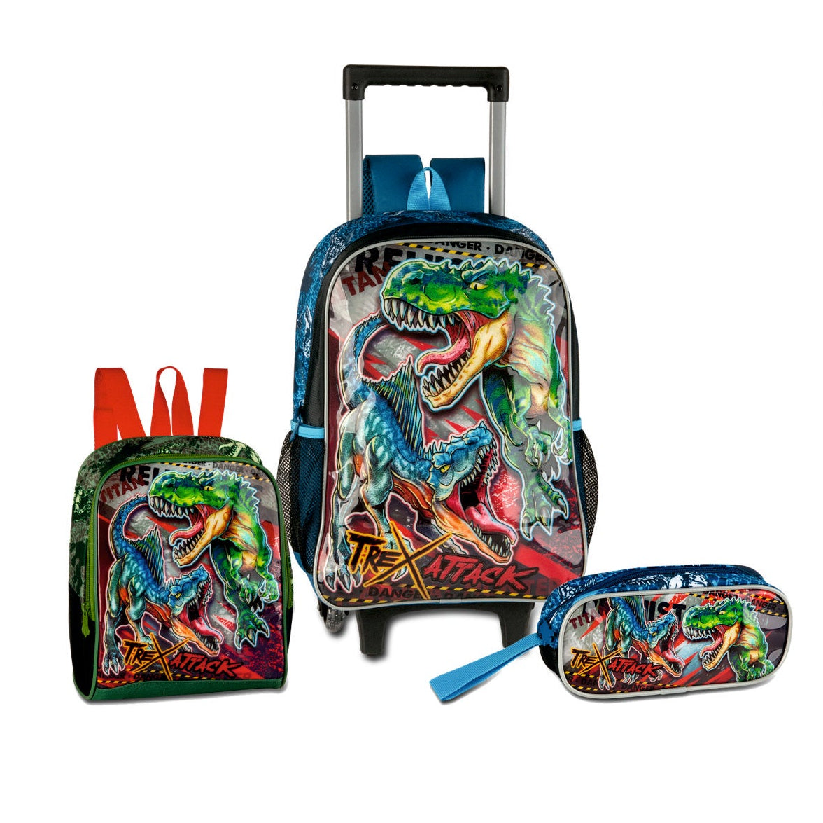 Set escolar Dinosaurio con mochila, fiambrera y estuche