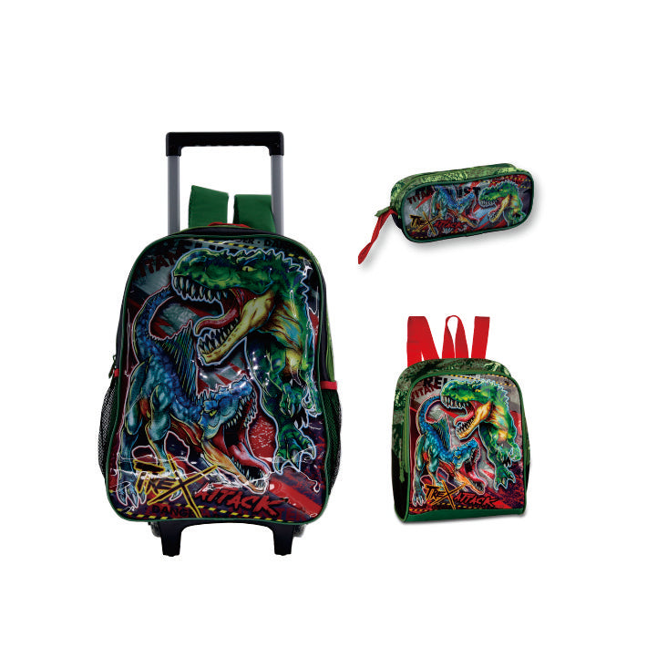 Set escolar Dinosaurio con mochila, fiambrera y estuche