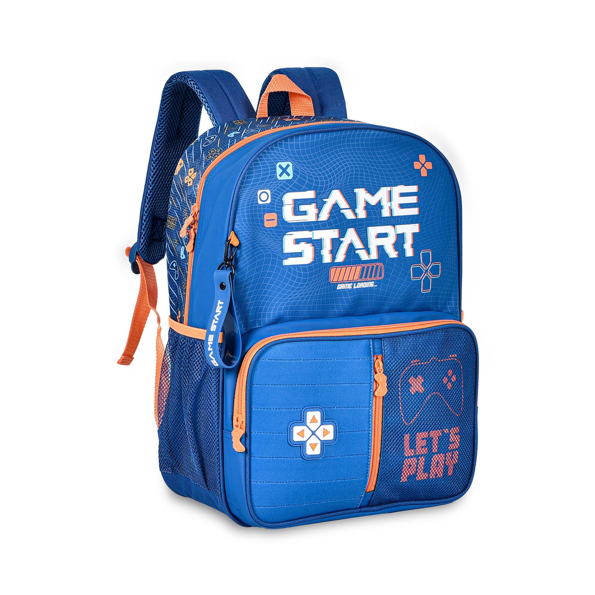 Mochila escolar azul de videojuegos Game Start