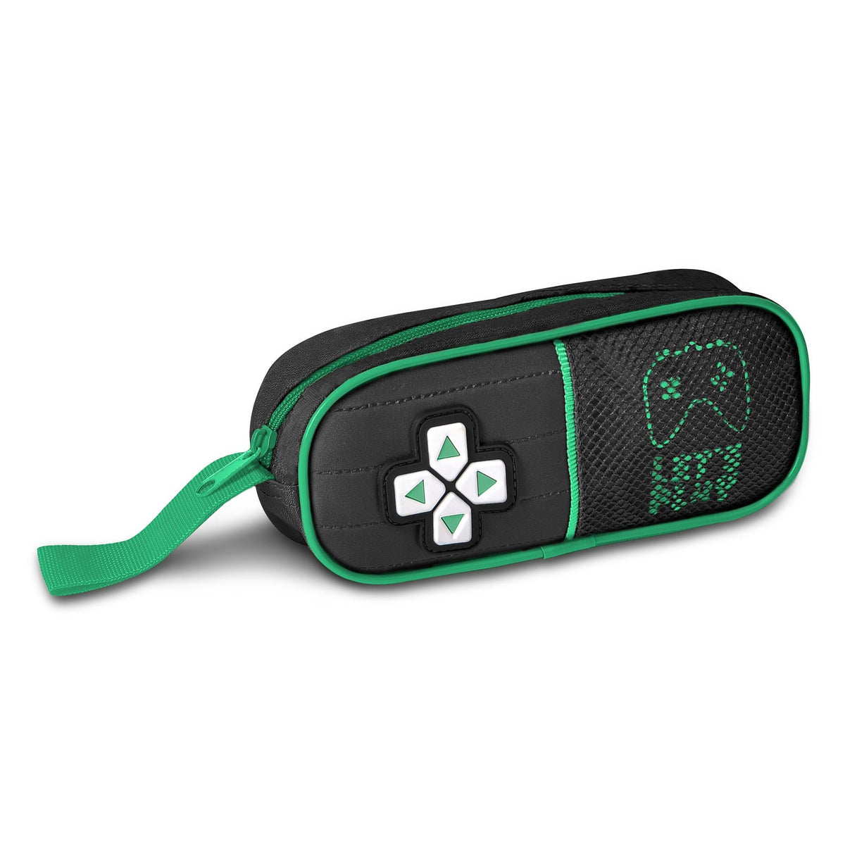 Estuche sencillo negro y verde de videojuegos